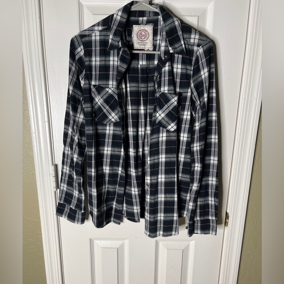 SO Black and White Plaid Shirt - Picture 1 of 7